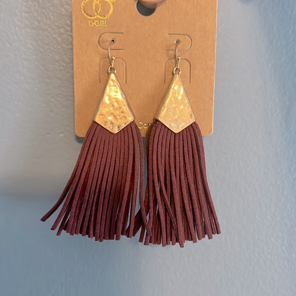 Hammered gold with purple tassel earrings!